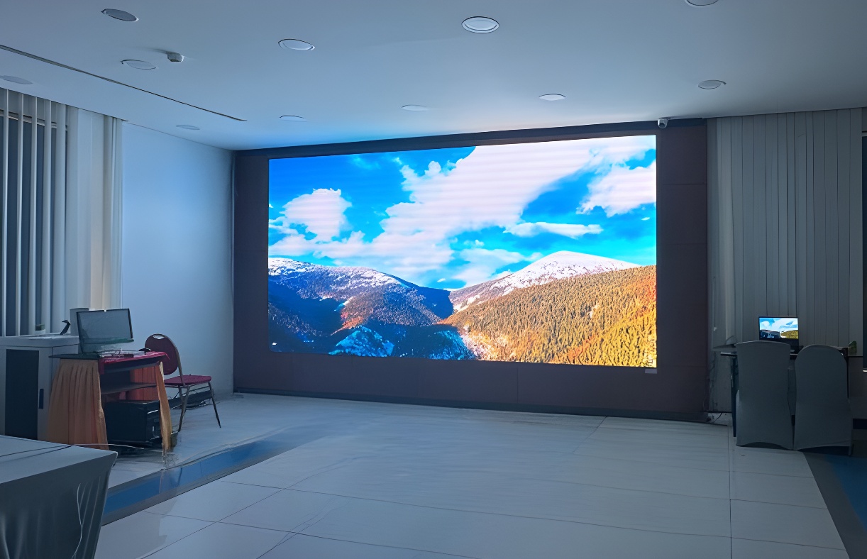 The same space after the LED screen was installed